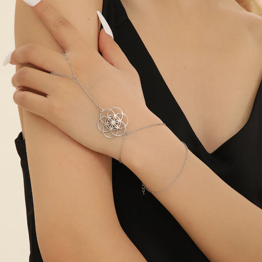 Bracelet bague Fleur de vie - Argent 