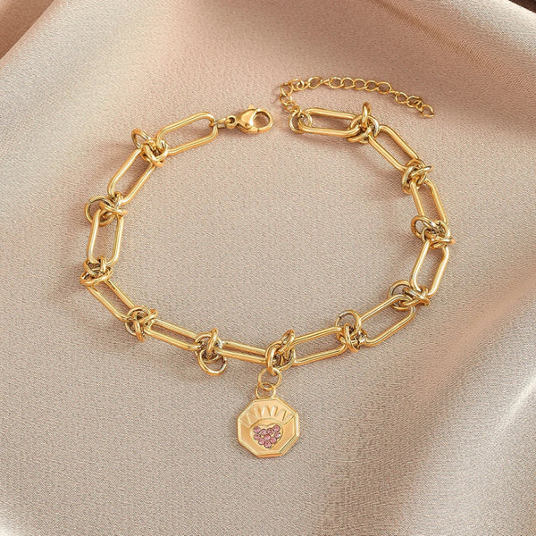 Bracelet Acier Inoxydable <br> Coeur Couronné - Amora Bijoux