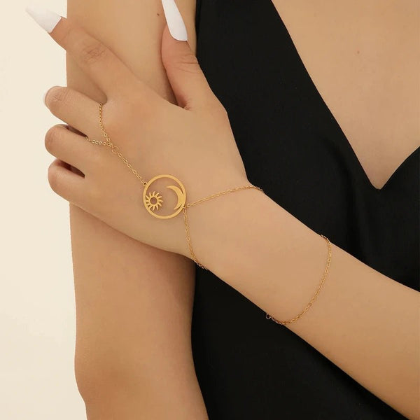 Bracelet bague <br> Soleil et Lune - Amora Bijoux