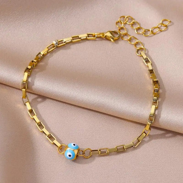 Bracelet Cheville <br> Oeil grec Bleu - Amora Bijoux