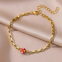 Bracelet Cheville< br> Œil grec Rouge - Amora Bijoux