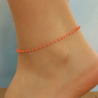 Bracelet cheville <br> Orange Beads - Amora Bijoux 2