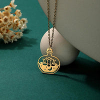 Collier Acier Inoxydable <br> Fleur de lotus - Amora Bijoux