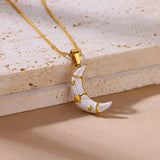 Collier Acier Inoxydable <br> Lune blanche - Amora Bijoux