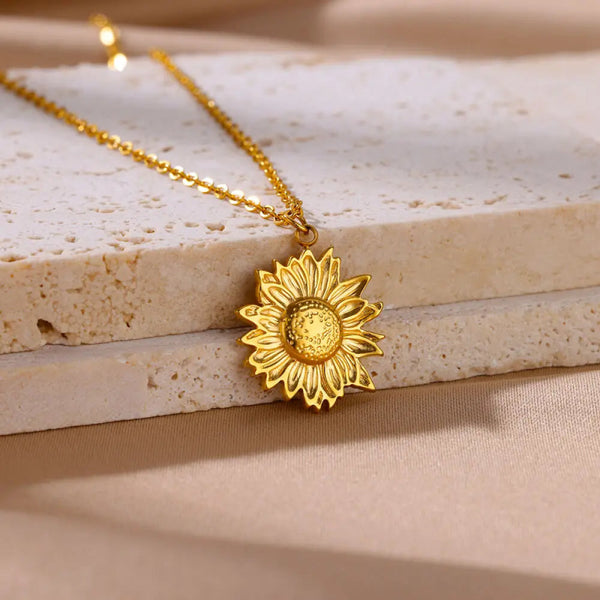 Collier Acier Inoxydable <br> Tournesol brillant - Amora Bijoux